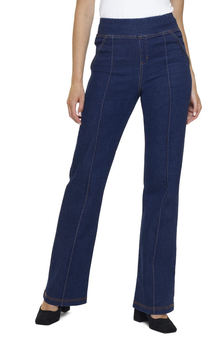 Hue Center Seamed Pull-On Denim Bootcut Leggings, Main, color,