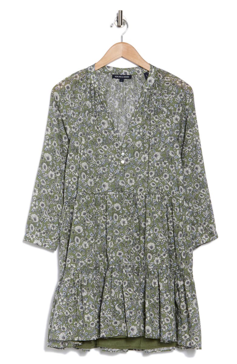 Veronica Beard Bassano Floral Print V-Neck Cotton Minidress, Alternate, color, 