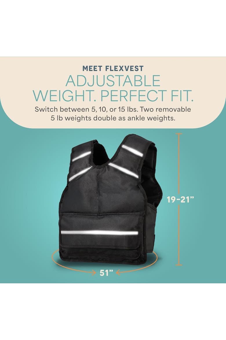 Flexvest Adjustable Weighted Vest for Women & Men 15 or 20 lb Workout Vest for Running, Cardio, Strength Training, Alternate, color, Black for Women