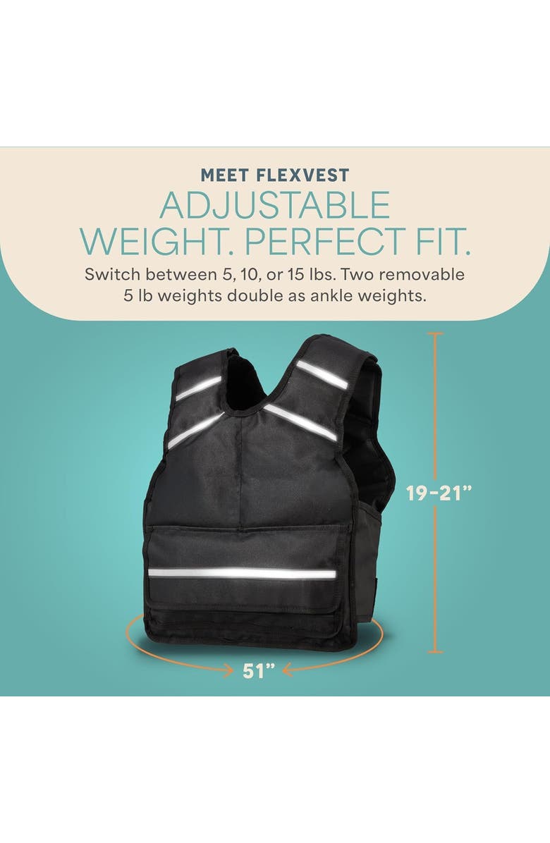 Lifepro Flexvest Adjustable Weighted Vest for Women & Men 15 or 20 lb Workout Vest for Running, Cardio, Strength Training, Alternate, color, Black For Women
