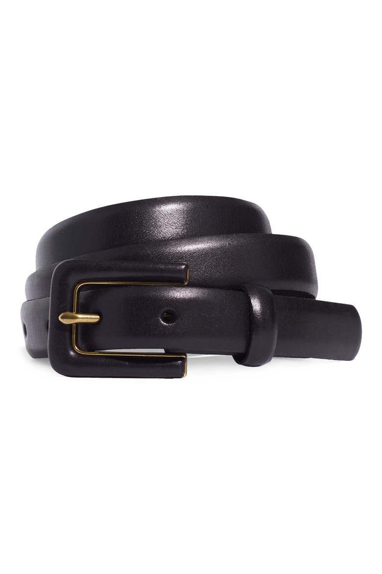 Covered Buckle Leather Belt, Main, color, TRUE BLACK