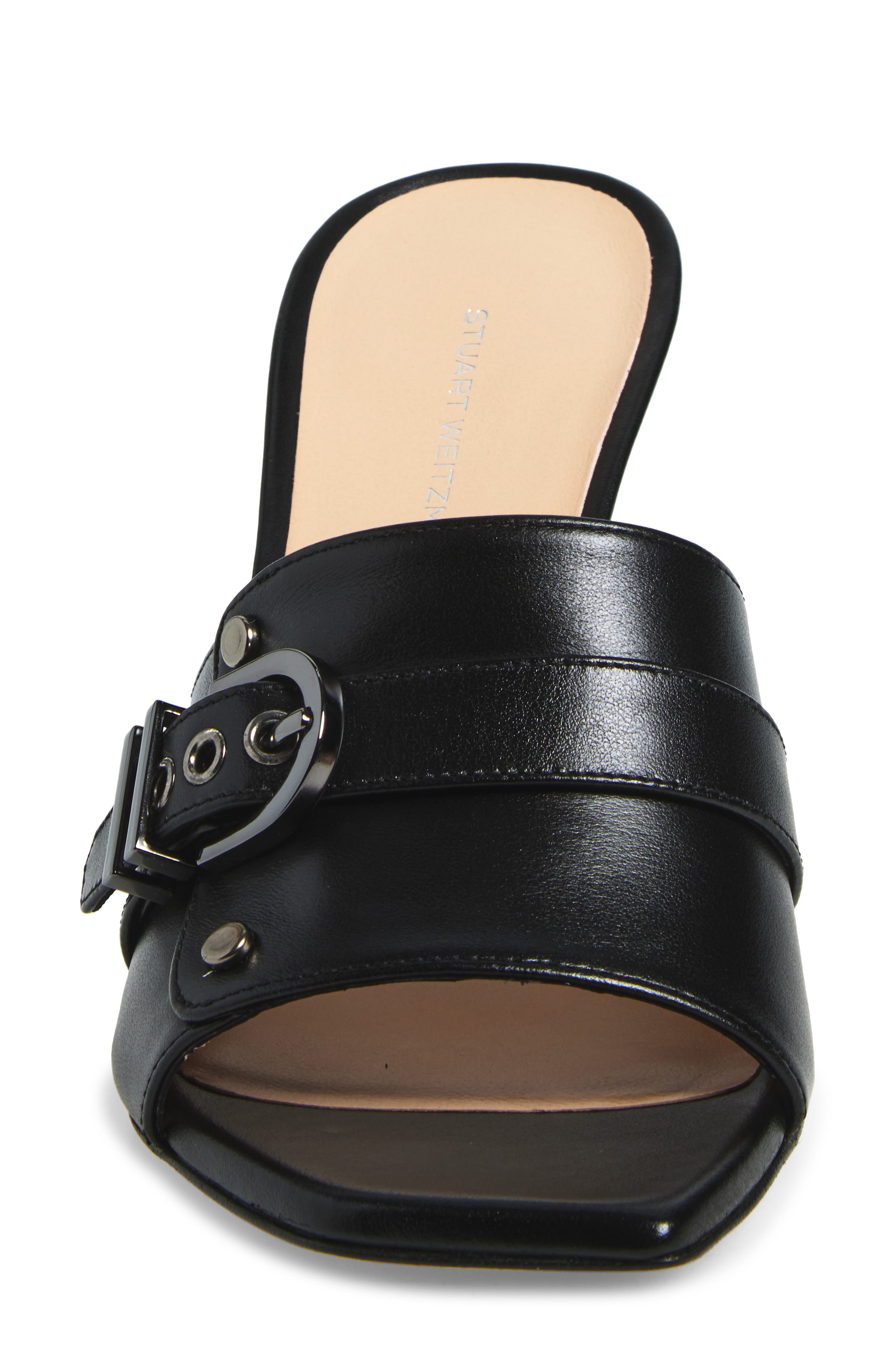 Stuart Weitzman Maverick Slide Sandal, Alternate, color, Black