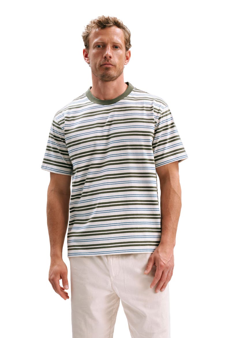 The Recycled Stripe Tee, Main, color, White/Surplus Stripe
