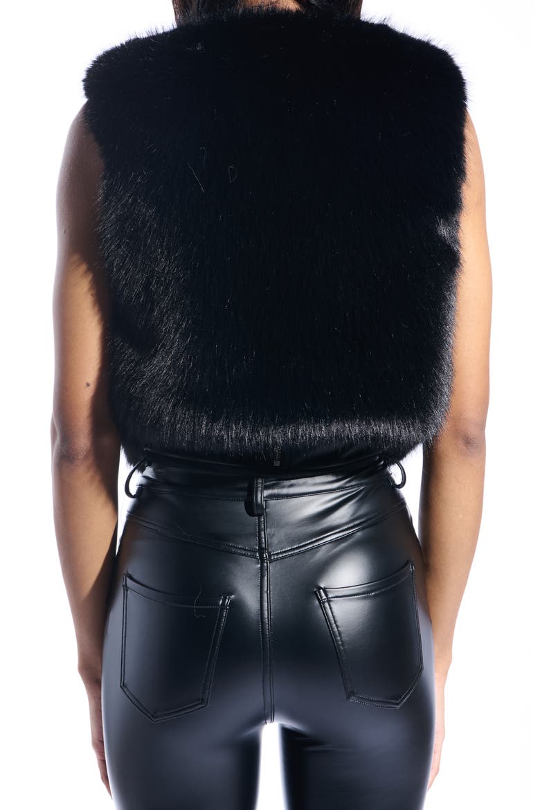 Meela Faux Fur Vest, Alternate, color, BLACK