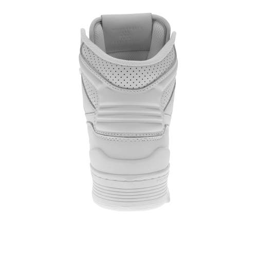 Pony Mens M100 Genuine Leather Premium Hightop Lace Up Athletic Sneaker Shoe In White