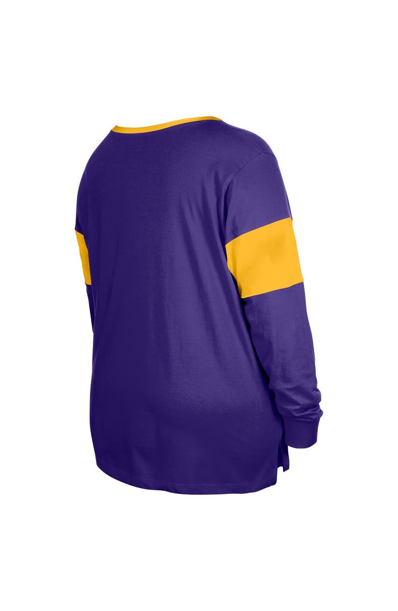 New Era Women's New Era Purple Minnesota Vikings Plus Size Lace-Up Notch Neck Long Sleeve T-Shirt, Alternate, color, 