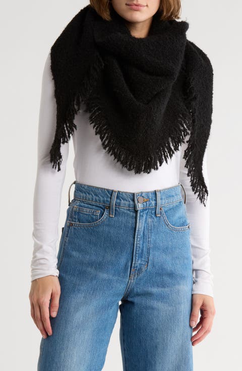 Bouclé Fringe Triangle Scarf