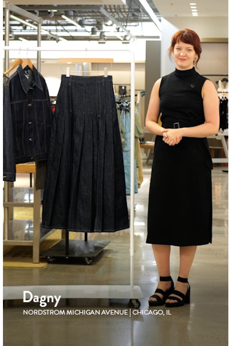 Pleated Denim Maxi Skirt video
