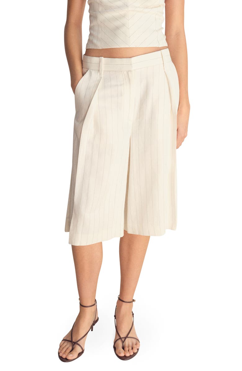 MANGO Stripe Bermuda Shorts, Main, color, Off White