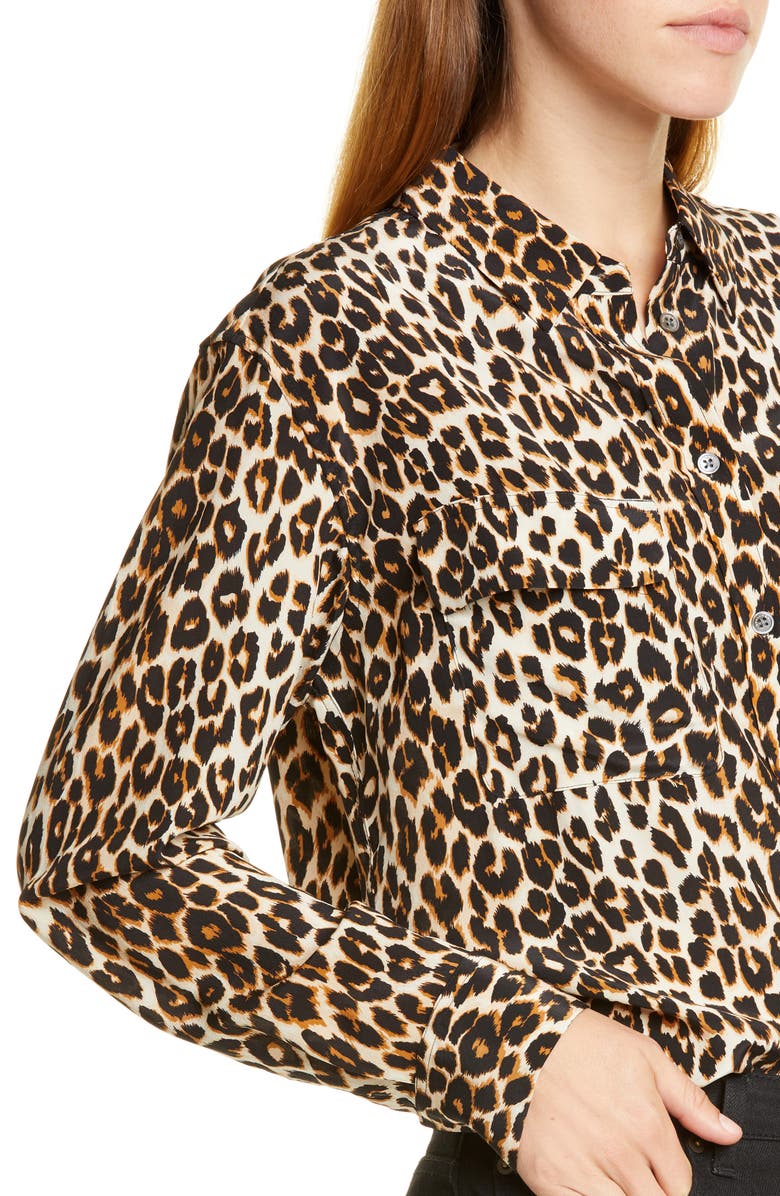 Equipment Signature Leopard Print Silk Blend Blouse, Alternate, color, 