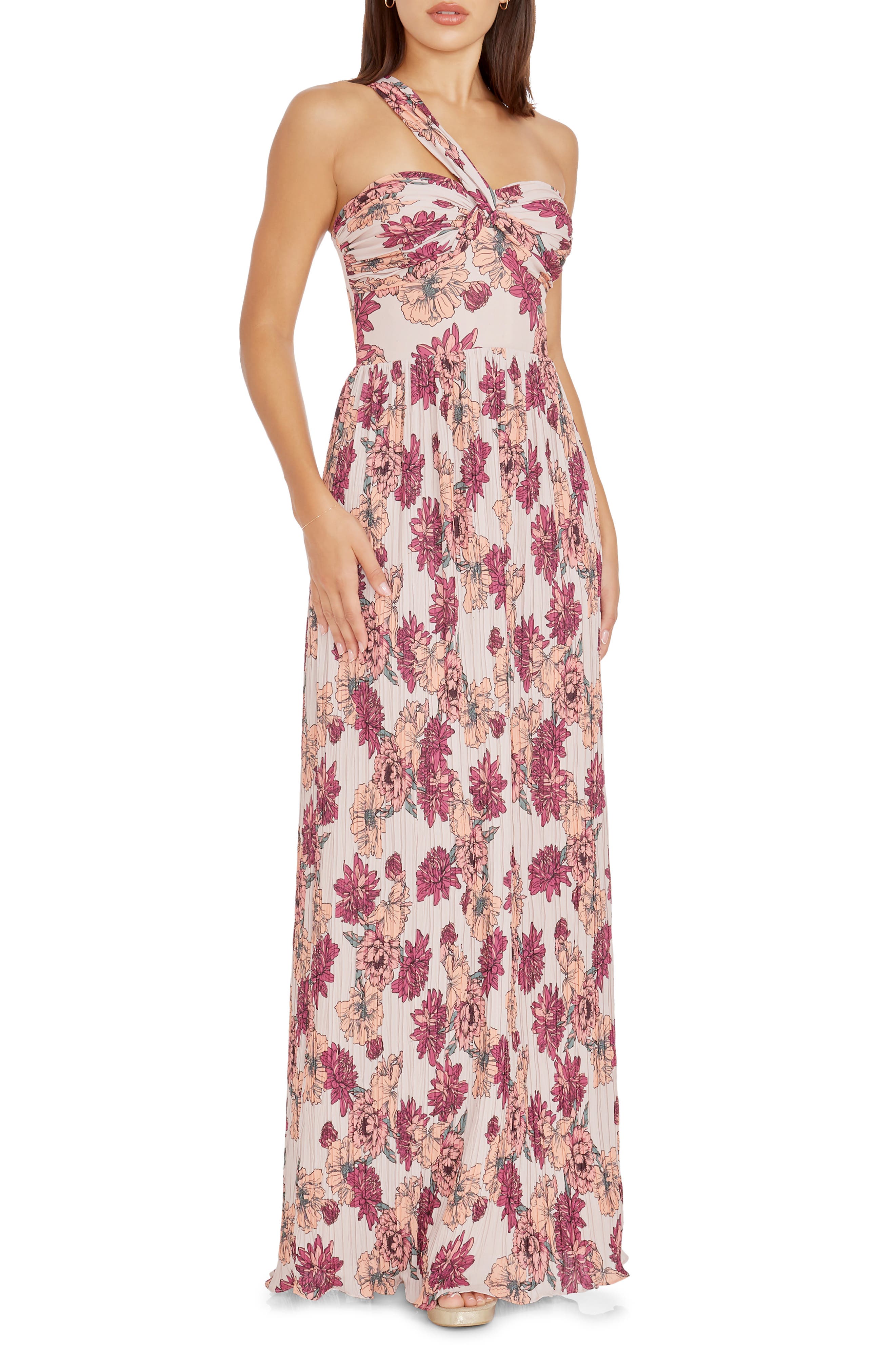 Dress the Population Idalia Floral One-Shoulder Gown