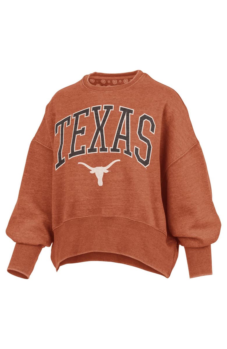 PRESSBOX Women's Pressbox Texas Orange Texas Longhorns Oversized Waist-Length Crewneck Sweatshirt, Alternate, color, 