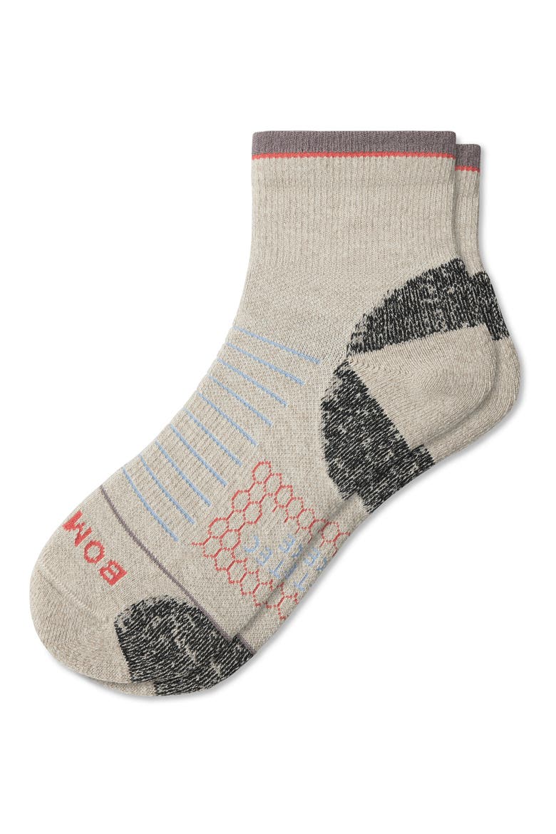 Stripe Merino Wool Blend Hiking Quarter Socks, Alternate, color, WASHED TAUPE