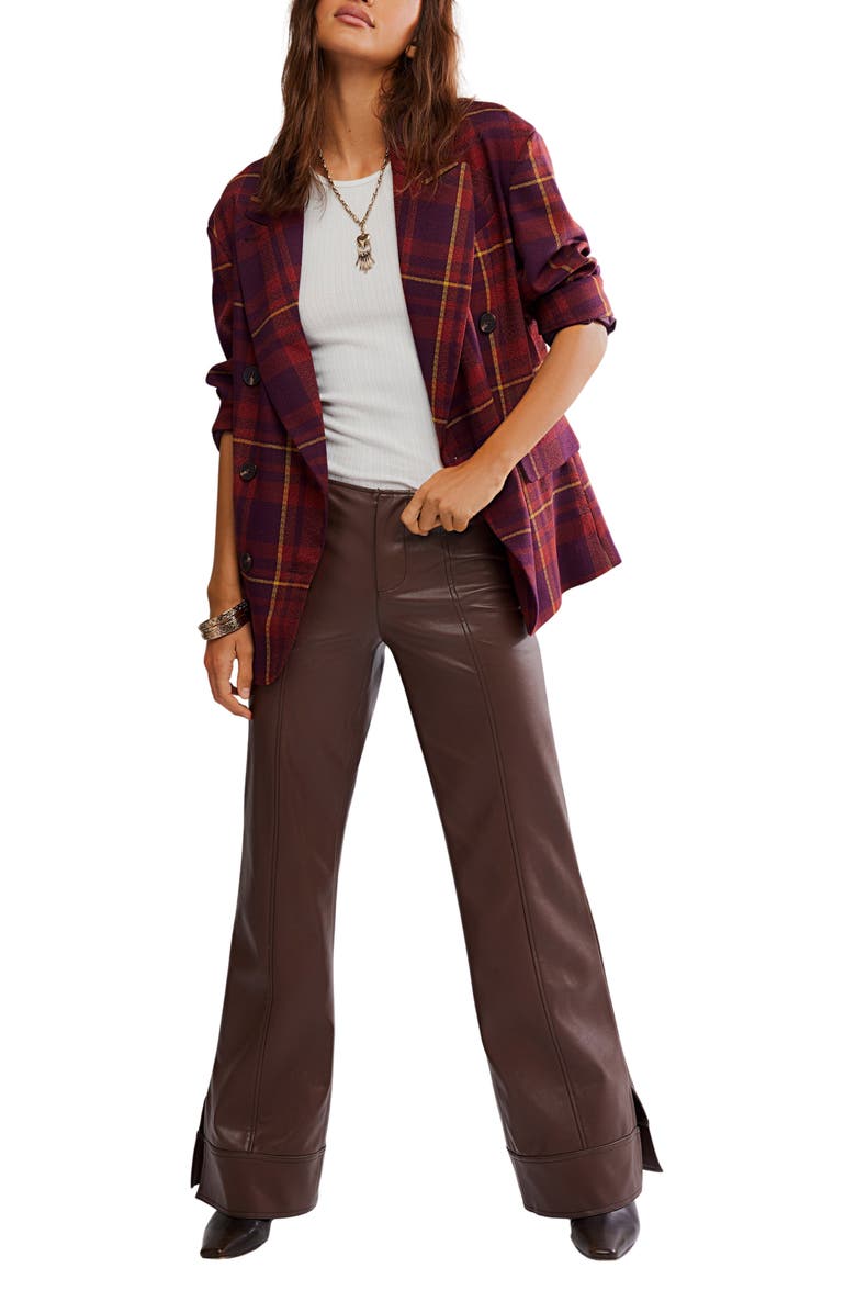 Free People Glow Up Faux Leather Pants, Alternate, color, Potting Soil