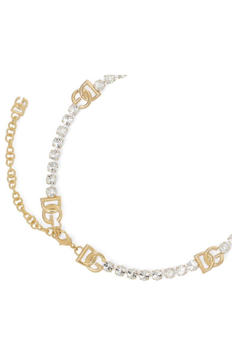 Dolce&Gabbana DG Logo Crystal Chain Belt, Alternate, color, Gold