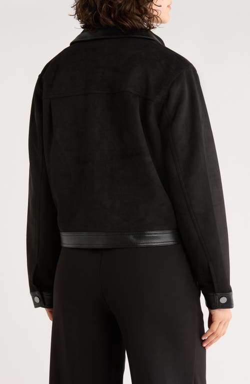 T Tahari Faux Leather Trim Jacket In Black