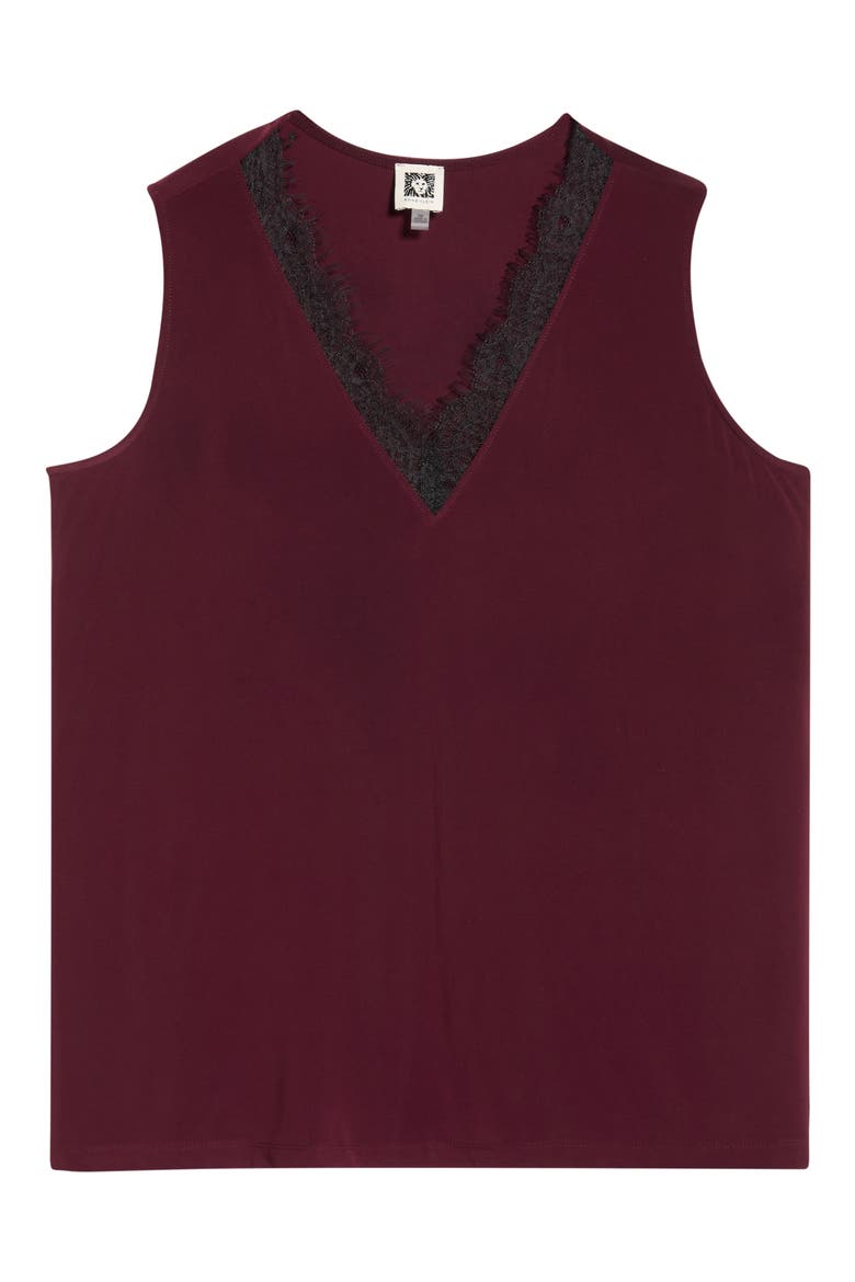 Lace Trim V-Neck Tank, Alternate, color, BAROLO
