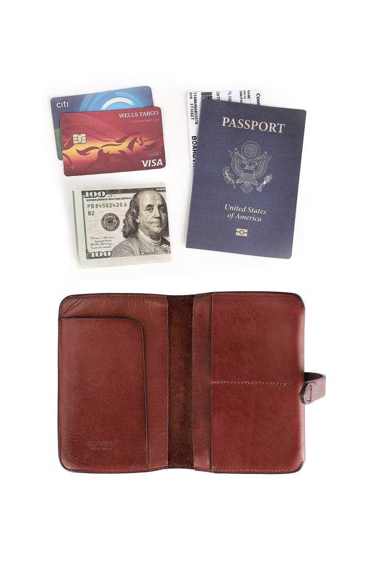 Leeds Genuine Leather Bifold Passport Holder, Alternate, color, Brown