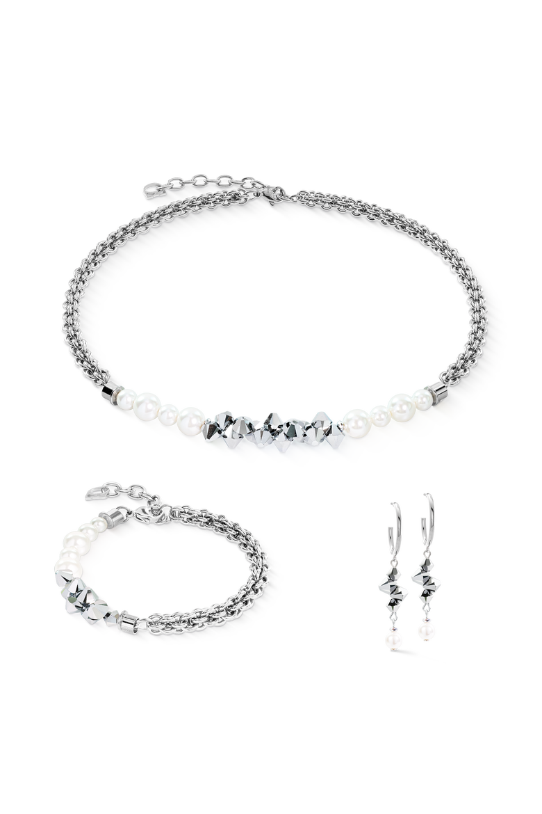 Necklace Dancing Crystals, Alternate, color, Fusion Silver