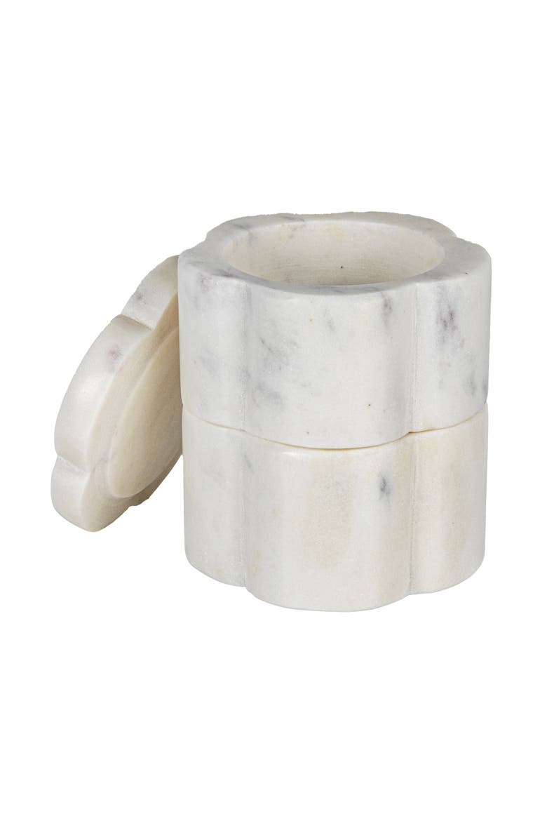 Elegant Marble Pinch Pot with Lid, Alternate, color, White