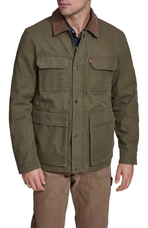 Corduroy Collar Cotton Canvas Jacket