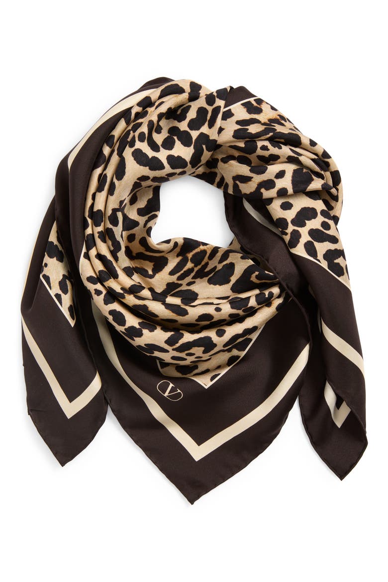 Leopard Print Silk Square Scarf, Alternate, color, MULTICOLOR ANIMALIER