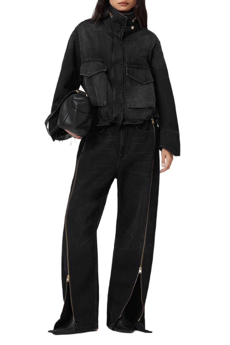 Clay Denim Jacket, Alternate, color, WASHED BLACK