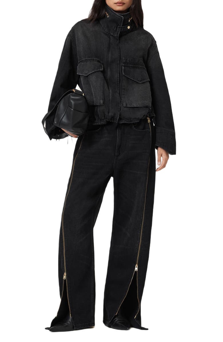 AllSaints Clay Denim Jacket, Alternate, color, Washed Black