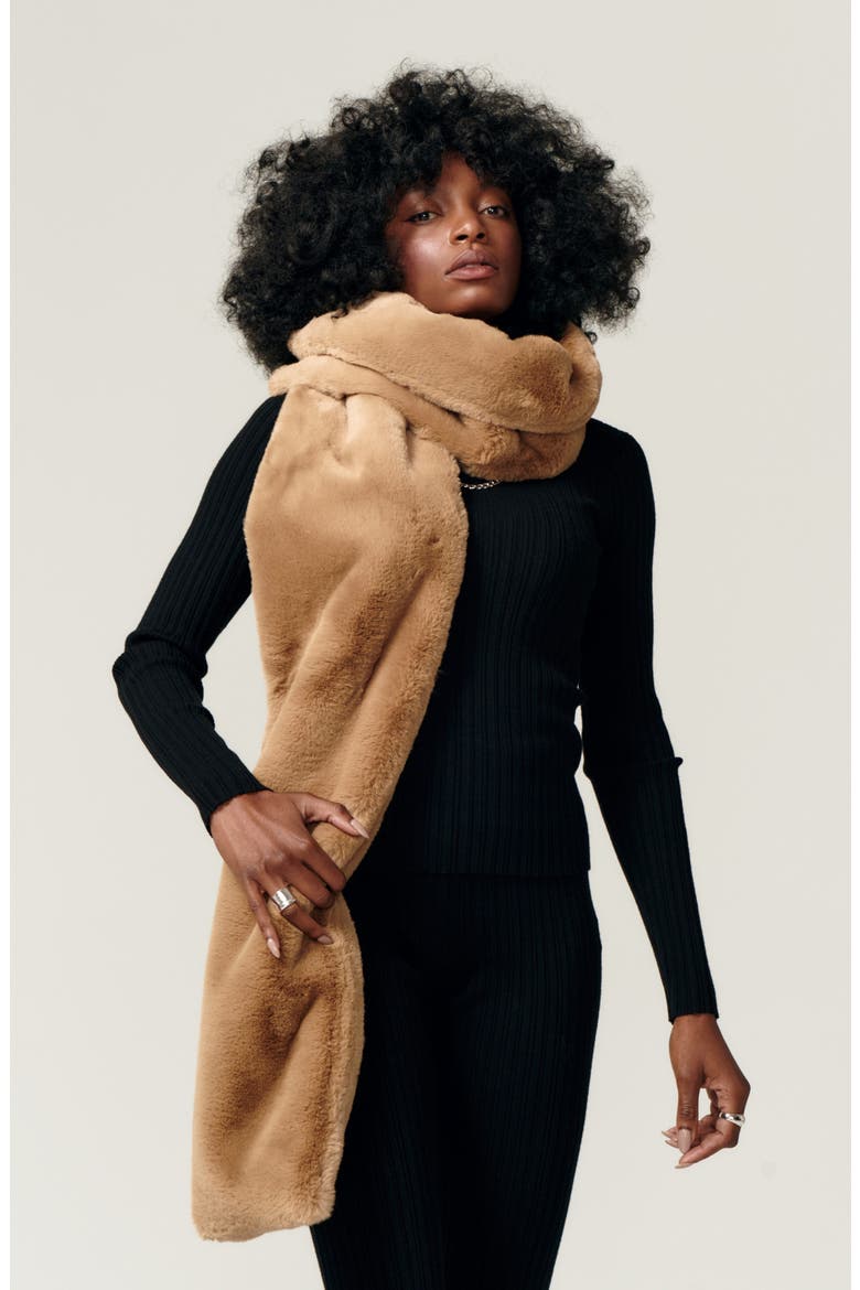 Faux Fur Scarf, Alternate, color, CAMEL