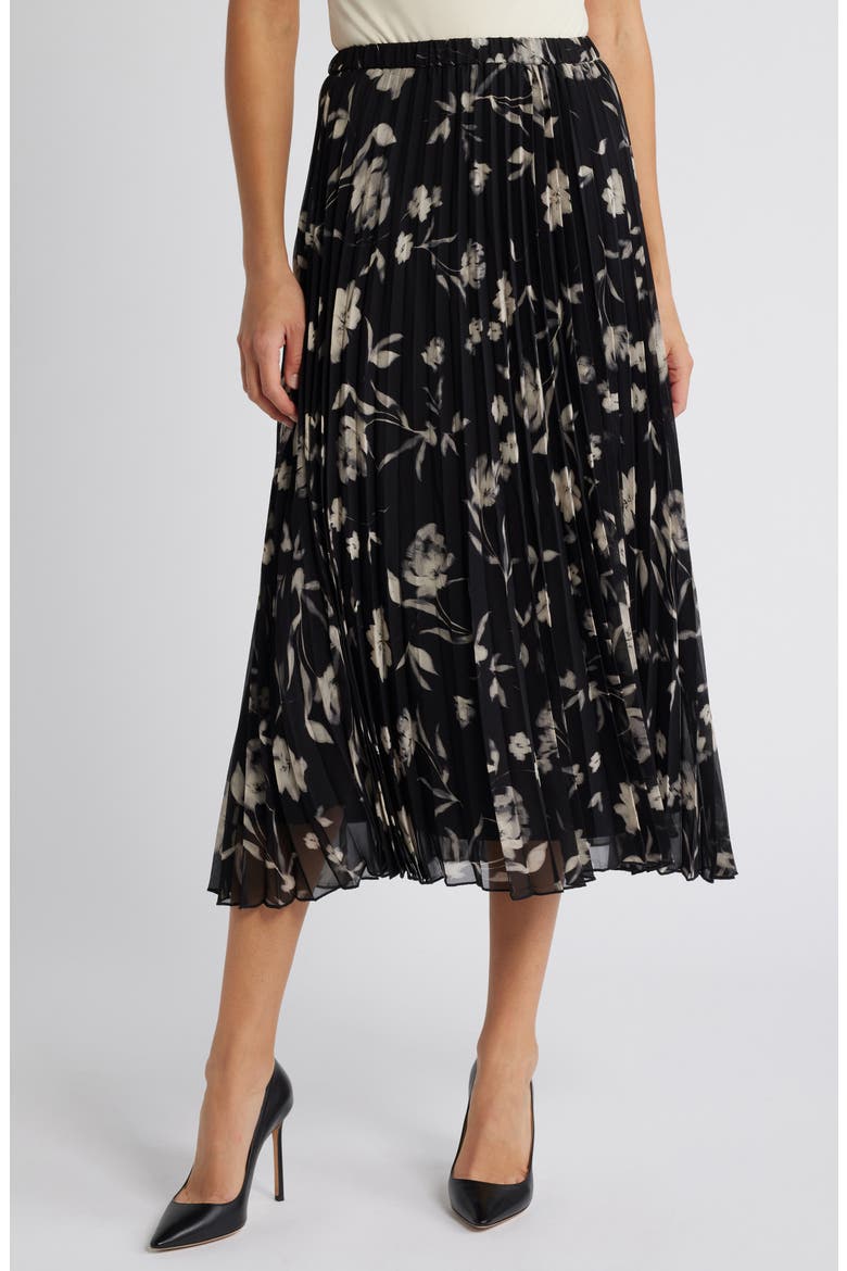 Pleated Pull-On Skirt, Main, color, ANNE BLACK MULTI