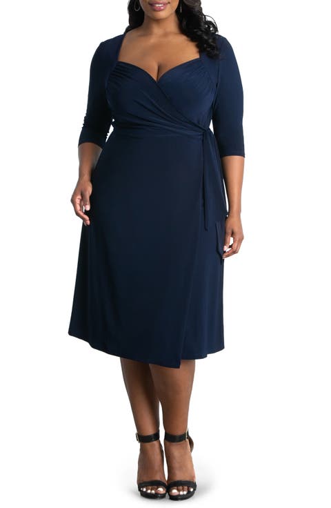 Sweetheart Neck Wrap Dress (Plus Size)