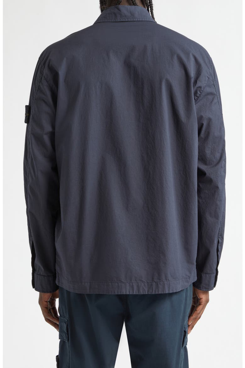 Compass Patch Stretch Cotton Canvas Overshirt, Alternate, color, NAVY BLUE