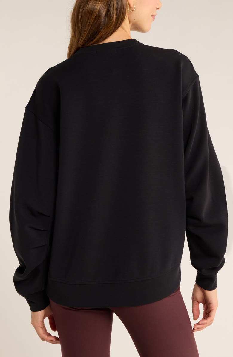 Zella Cozy Scuba Knit Crew Sweatshirt, Alternate, color, Black