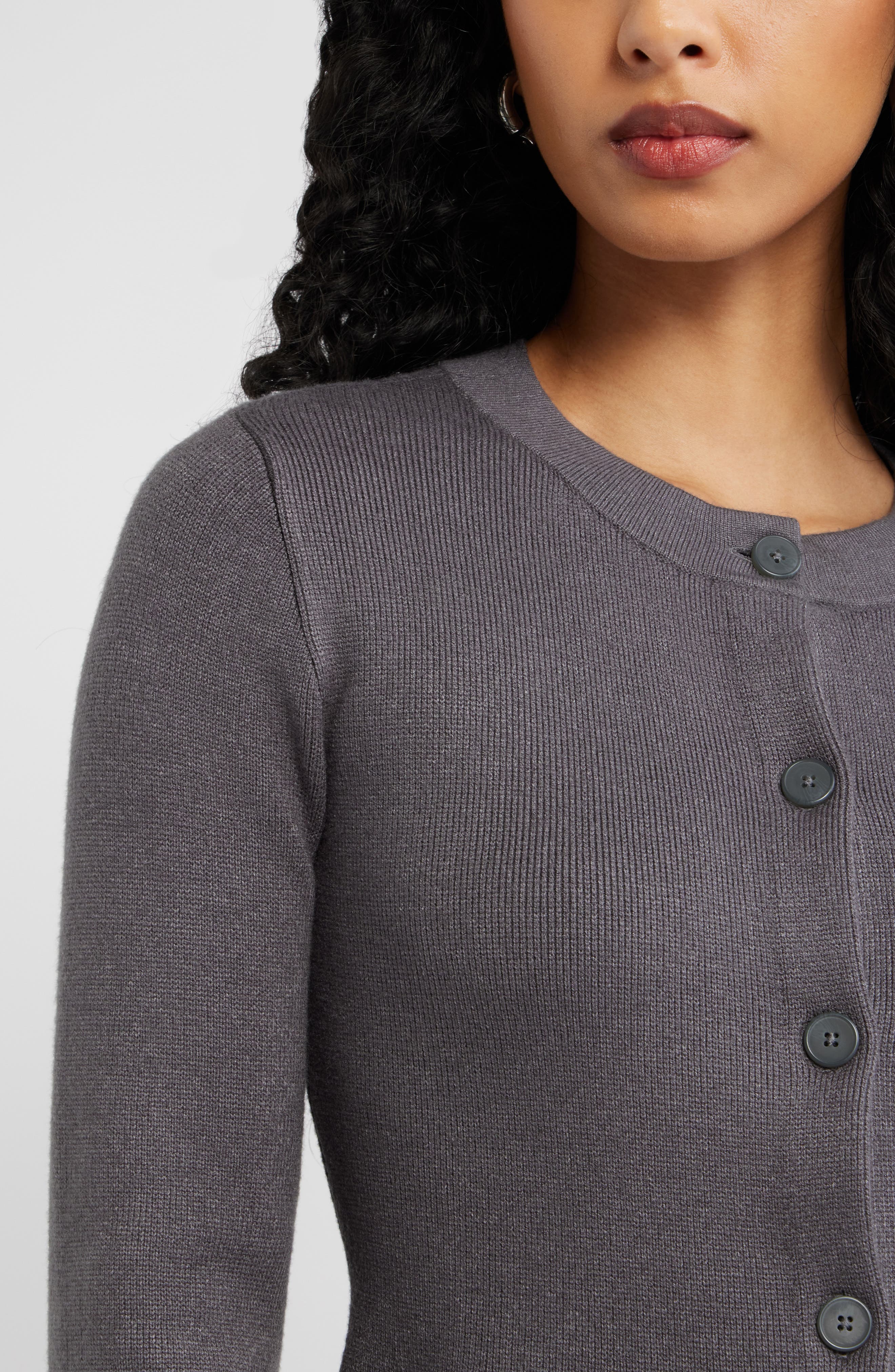 Open Edit Button Front Peplum Cardigan (Women) | Nordstrom