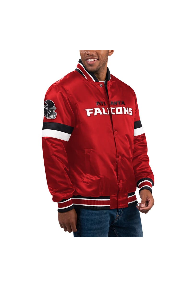STARTER Men's Starter Red Atlanta Falcons Locker Room Satin Varsity Full-Snap Jacket, Alternate, color, Red