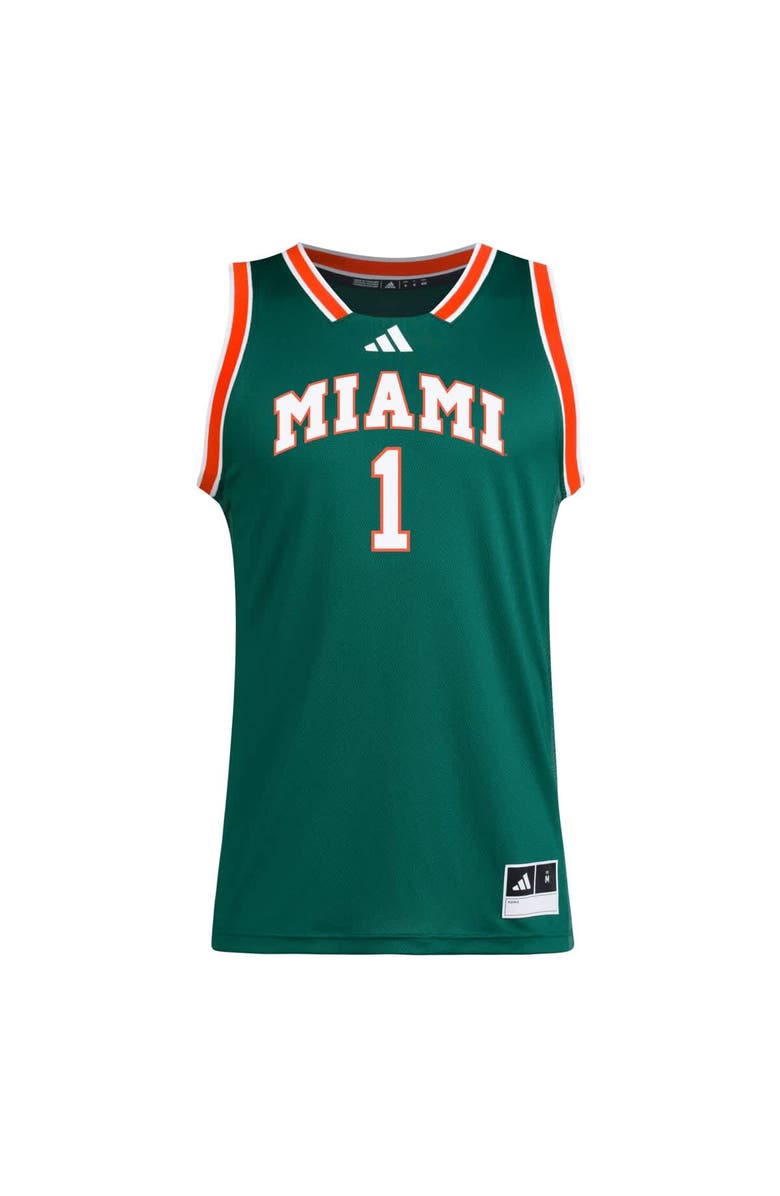adidas Men's adidas #1 Green Miami Hurricanes Replica Swingman Jersey, Alternate, color, Green