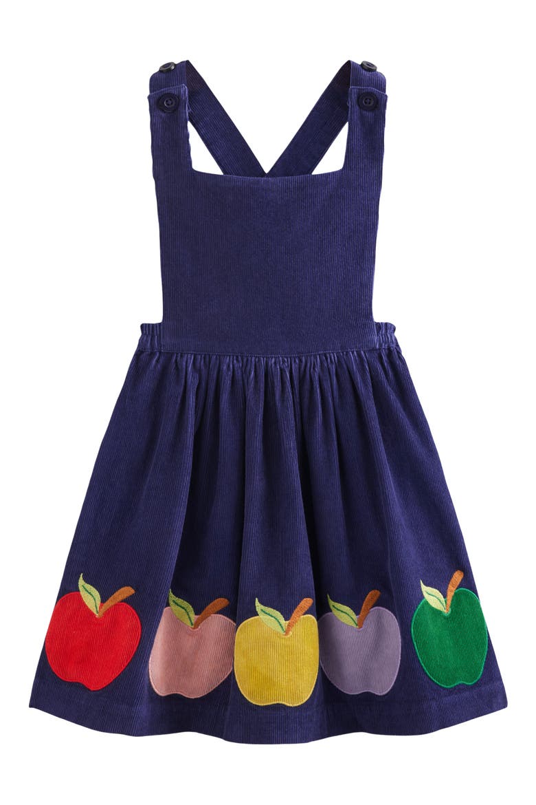 mini boden cord dress Kids' Apple Appliqué Cotton Corduroy Pinafore Dress (Women)