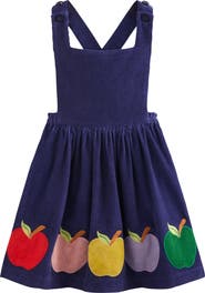 Mini Boden Kids' Apple Appliqué Cotton Corduroy Pinafore Dress