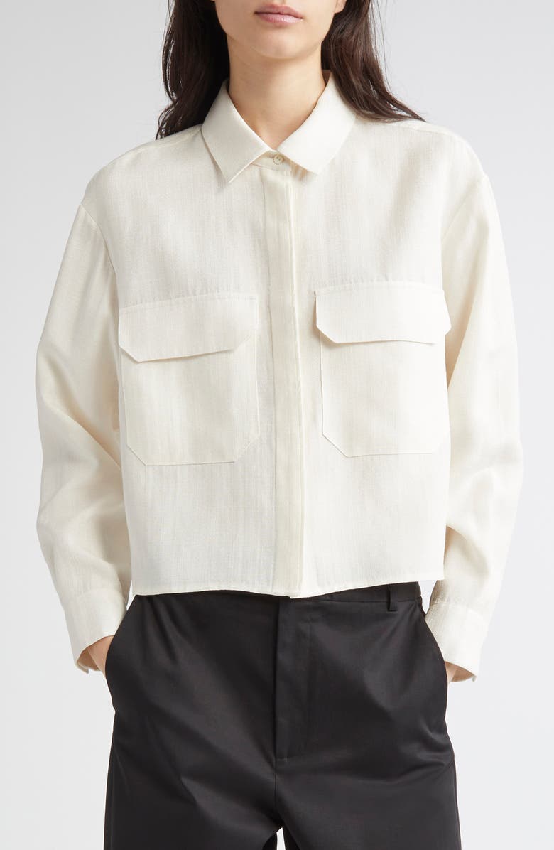 PARTOW Filmore Boxy Crop Canvas Shirt Jacket, Main, color, Bone