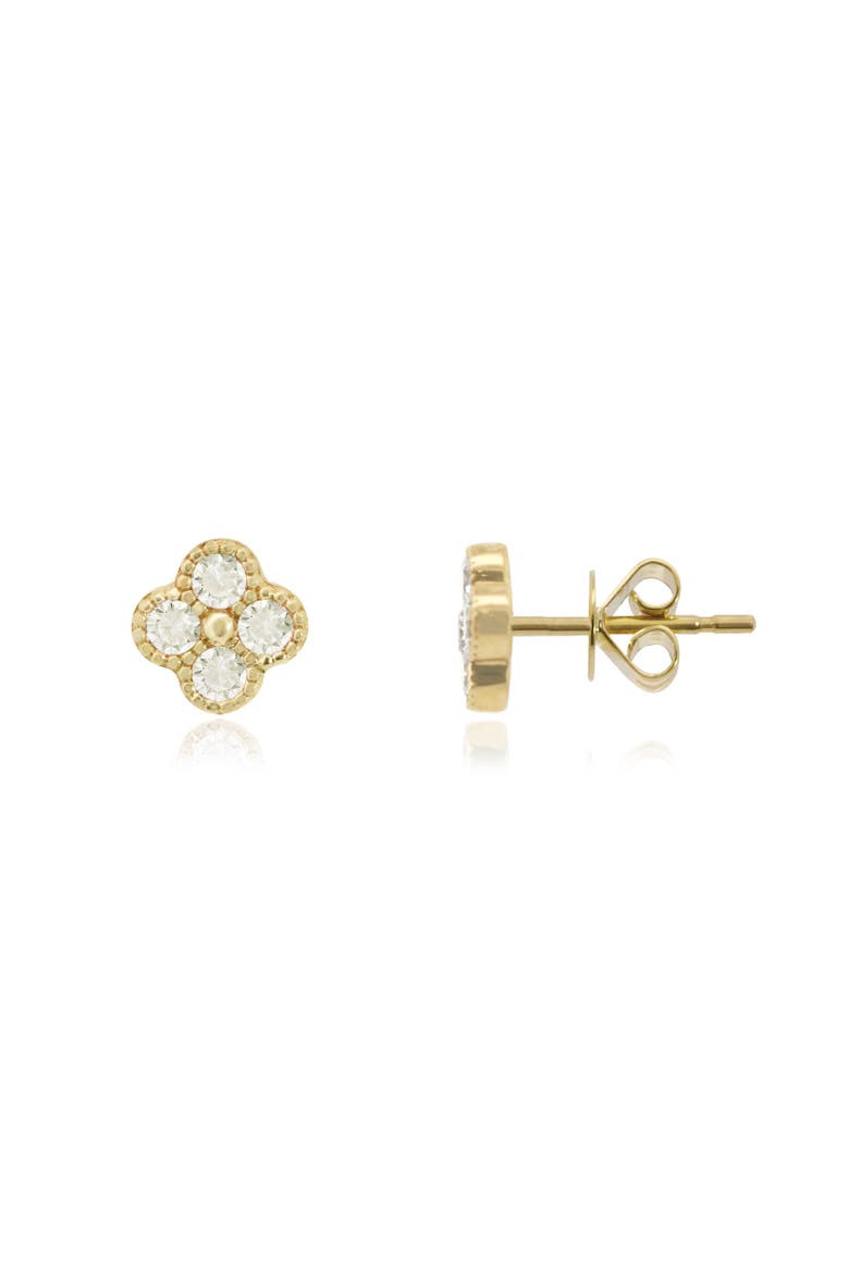 Mini Diamond Clover Stud Earrings, Main, color, Yellow Gold
