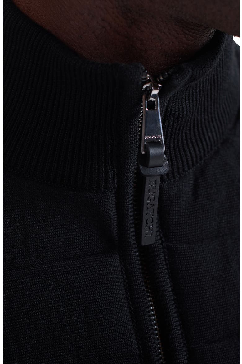 Merino Wool Quarter Zip Polo Sweater, Alternate, color, BLACK