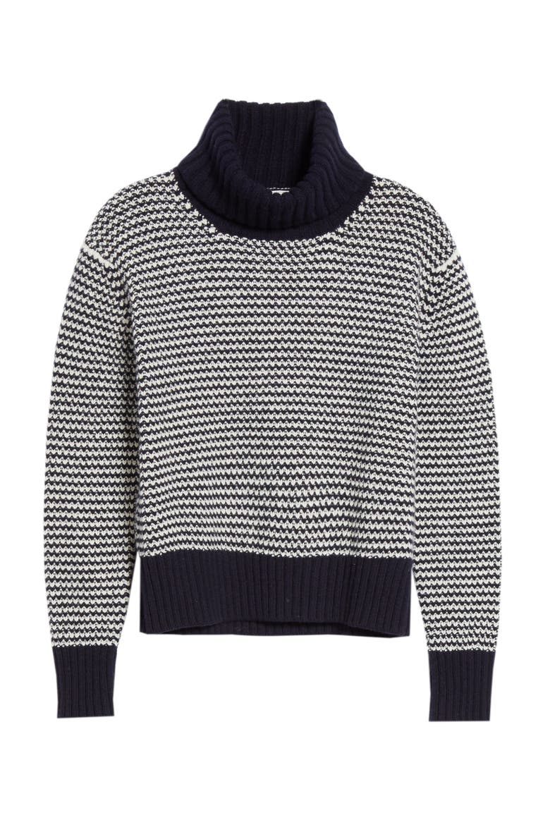 Roshin Textured Roll Neck Wool Sweater, Alternate, color, NAVY/ ECRU