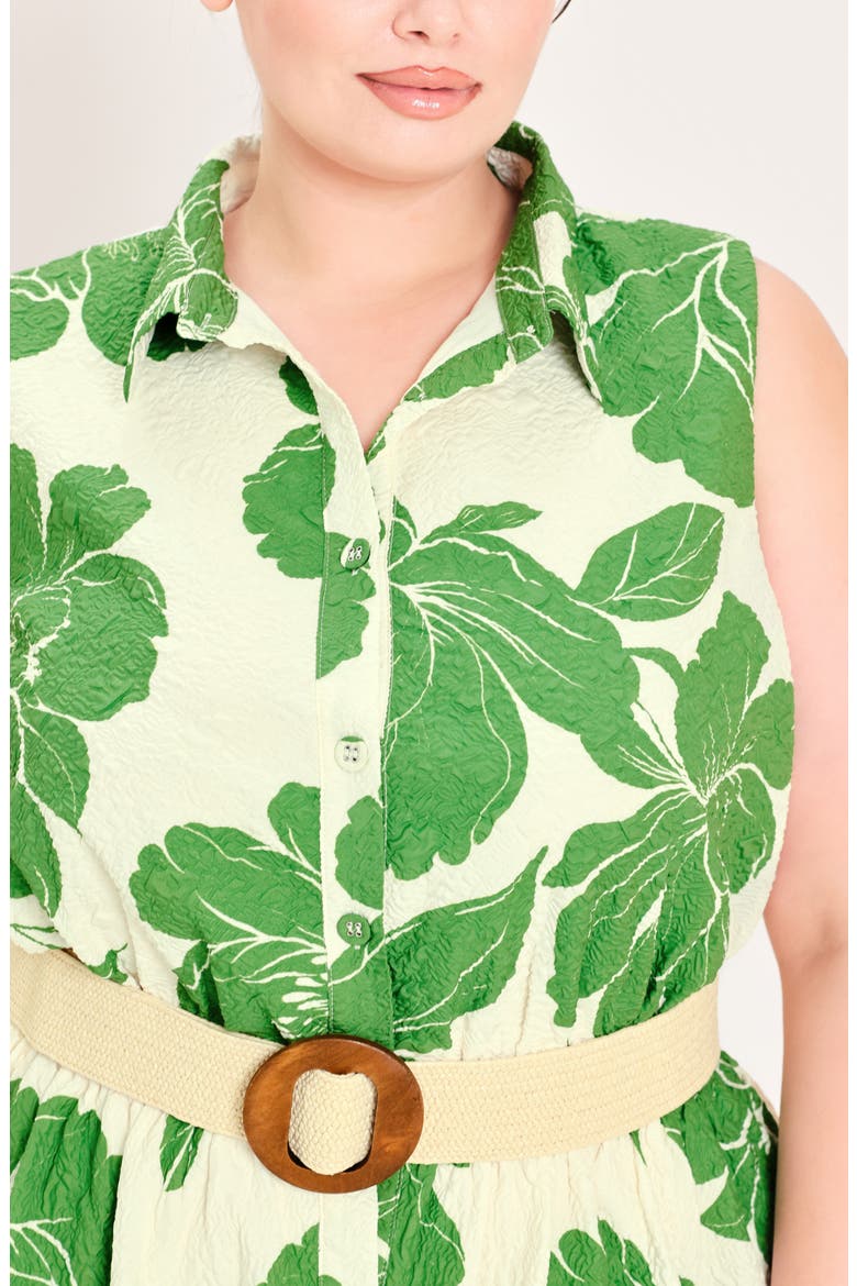 Printed Belted Shirtdress, Alternate, color, IVORY GREEN