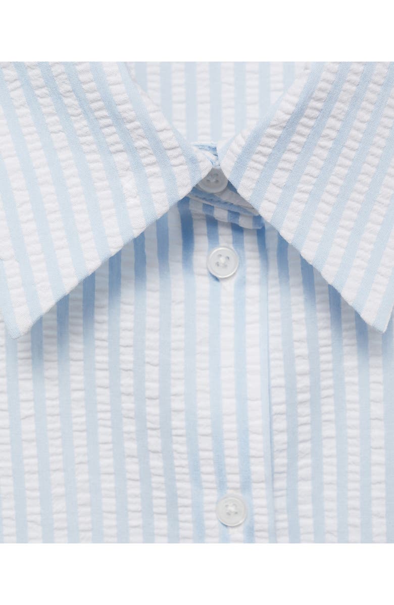 MANGO Stripe Seersucker Sleeveless Button-Up Shirt, Alternate, color, Blue