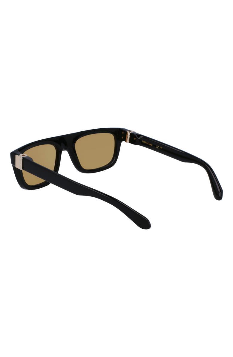 FERRAGAMO Prisma 56mm Square Sunglasses, Alternate, color, Black/Gold