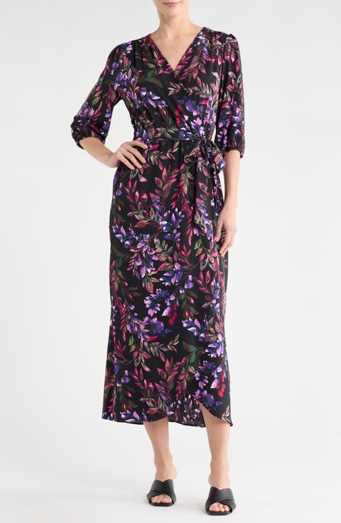 Floral Faux Wrap Maxi Dress