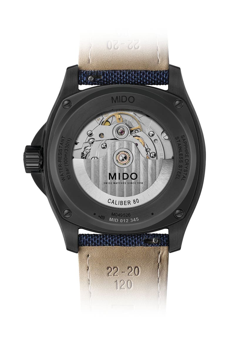 Multifort TV Big Date Automatic Webbing Strap Watch, 39.2mm x 40mm, Alternate, color, BLUE