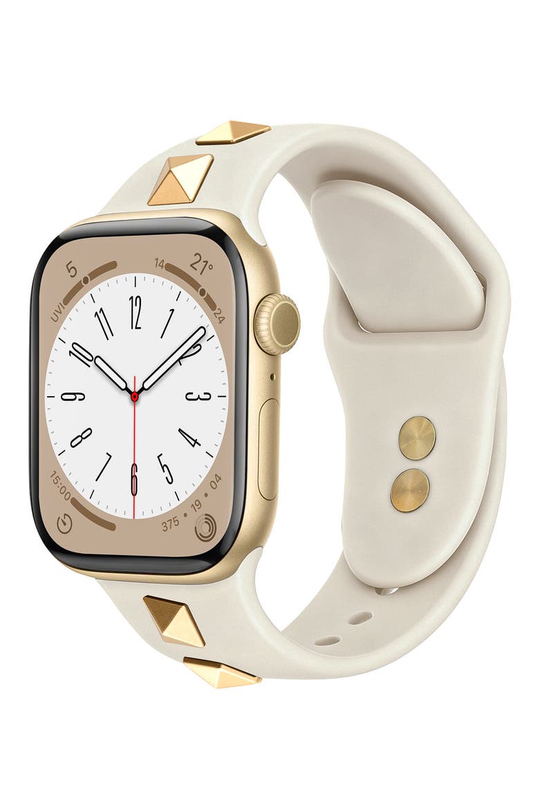 Studded Silicone Watch Band, Alternate, color, CREAM