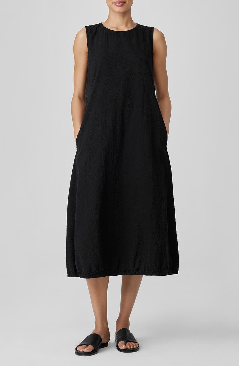Eileen Fisher Sleeveless Lantern Organic Cotton Midi Dress, Main, color, 