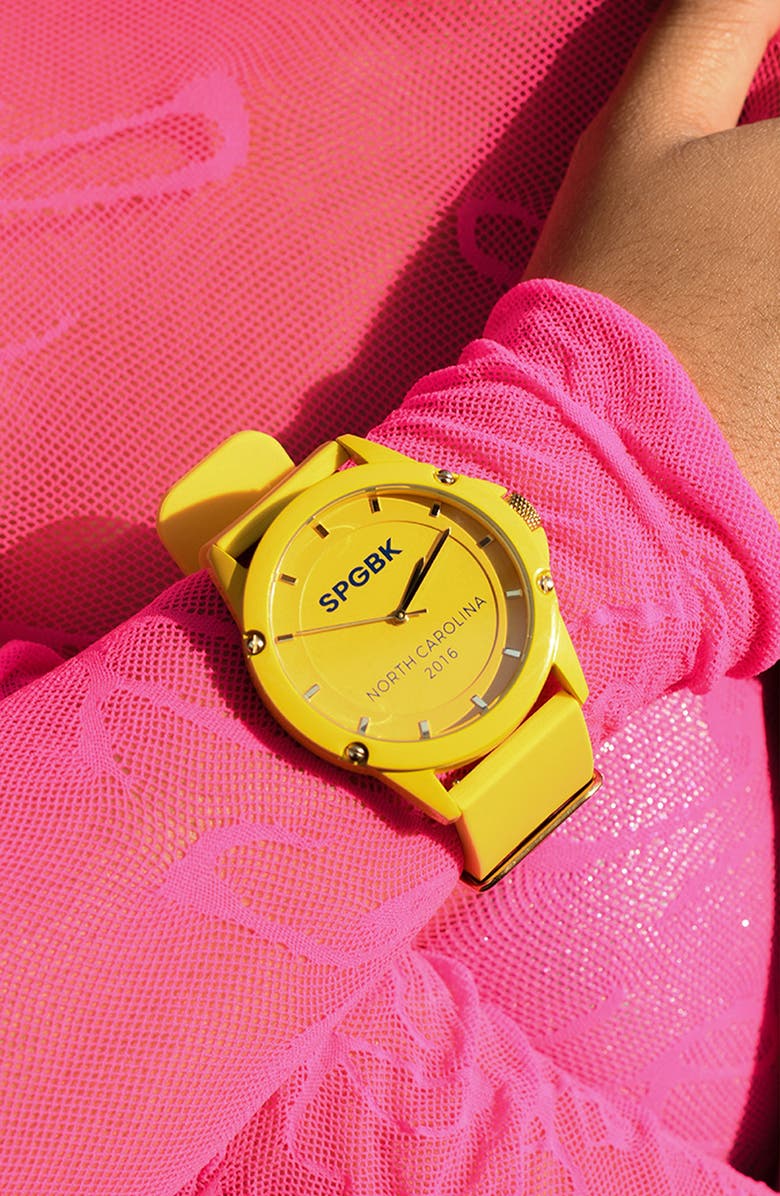 SPGBK Watches Greatest Silicone Strap Watch, 42mm case, Alternate, color, Yellow/Gold